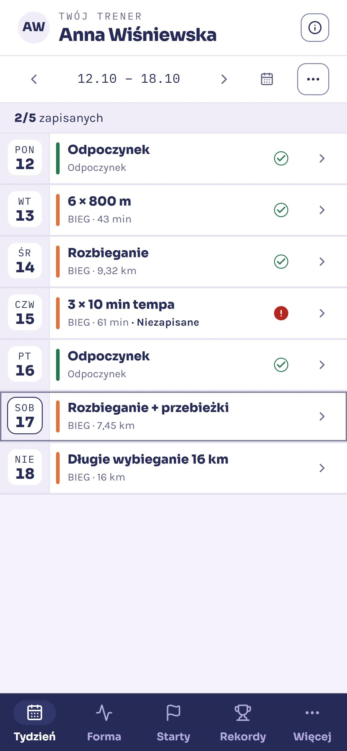 Tydzień zawodniczki na telefonie